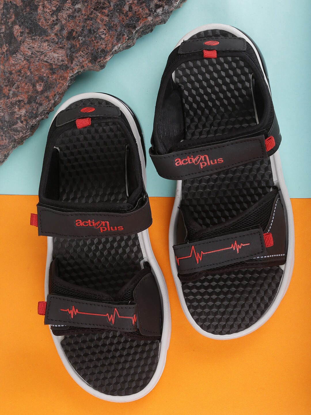 

Action EVA Flotter Men Velcro Closure Sports Sandals, Black