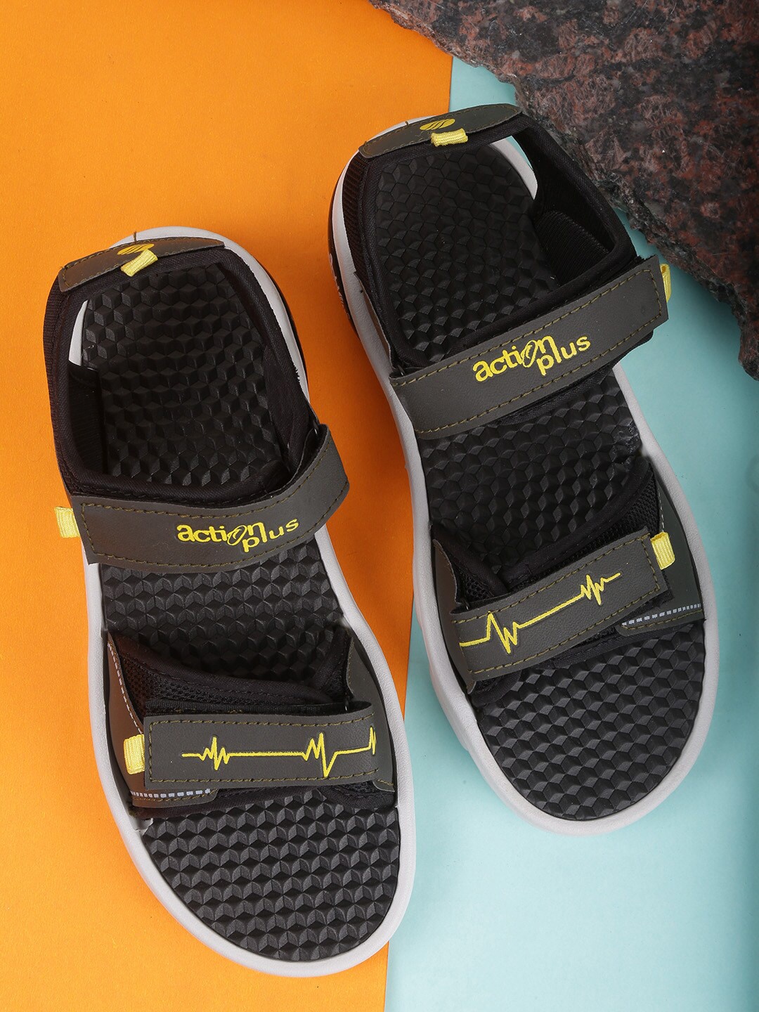 

Action EVA Flotter Men Brand Logo Printed Sport Sandals, Grey