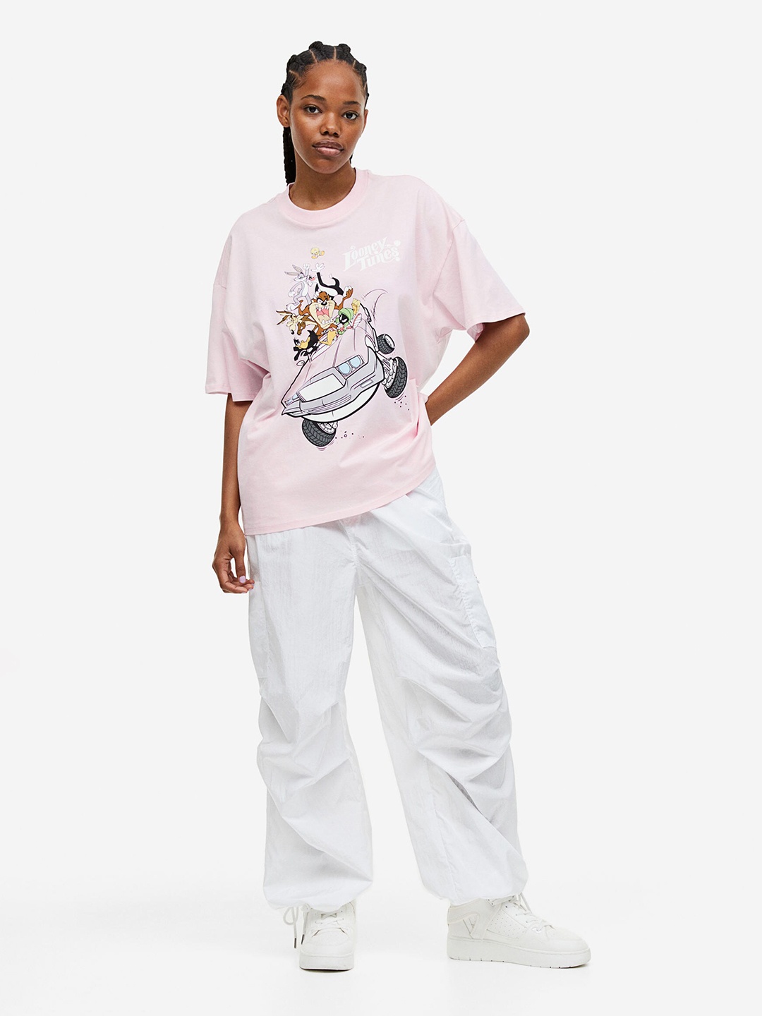 

H&M Oversized Printed T-shirt, Pink