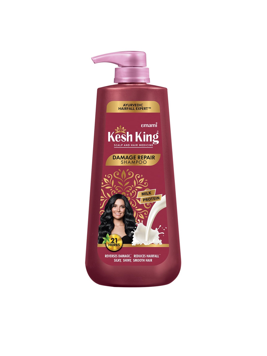 

Kesh King Damage Repair Shampoo with Milk Protein & 21 Ayurvedic Herbs - 1 L, Pink