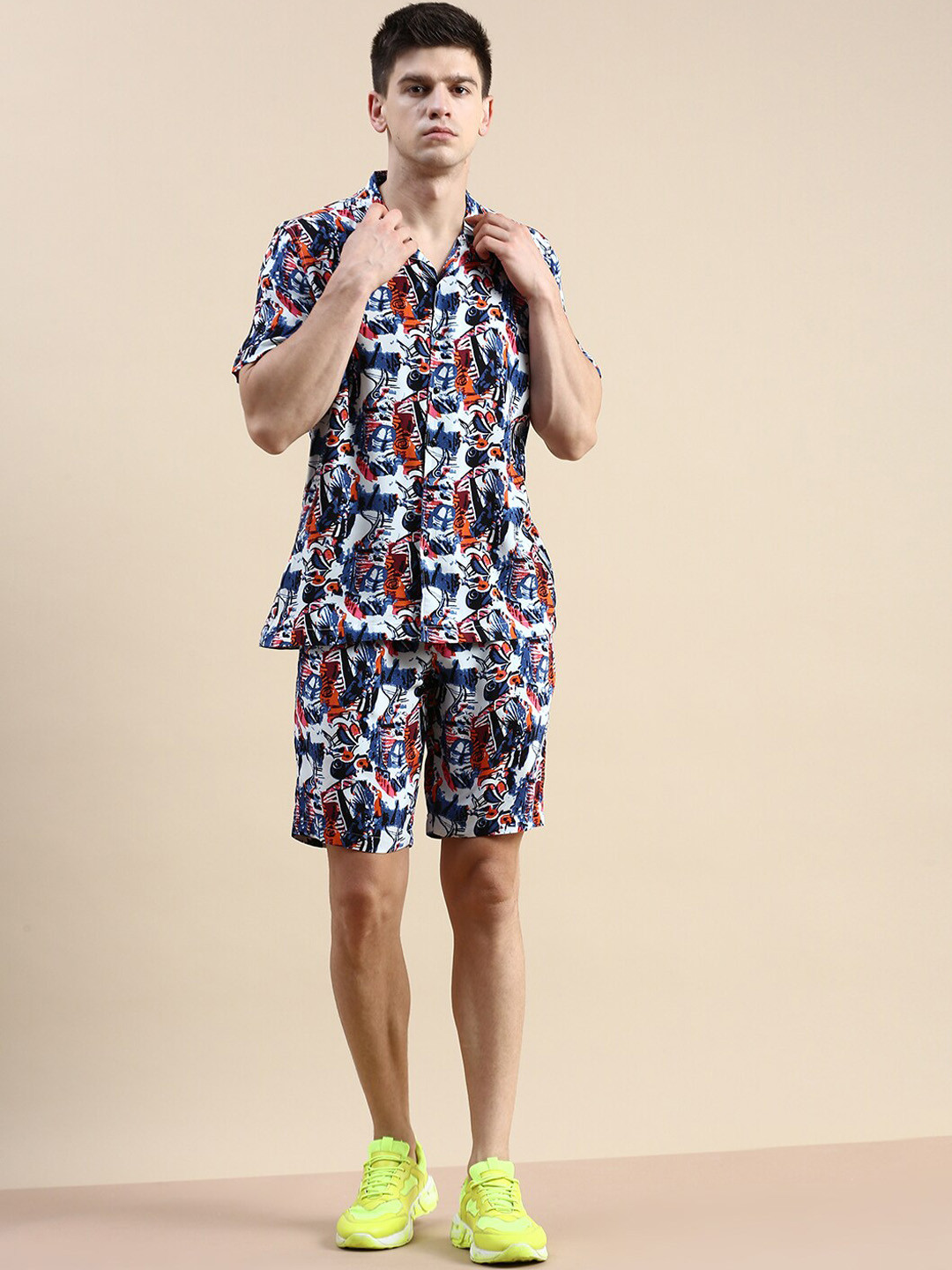 

SHOWOFF Printed Shirt With Shorts, Navy blue