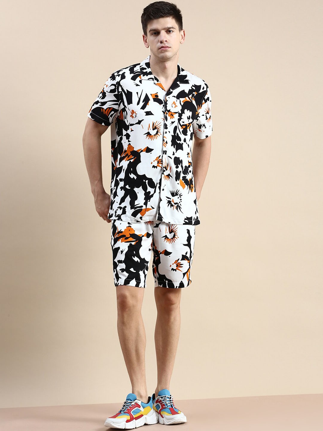 SHOWOFF Printed Shirt With Shorts, White