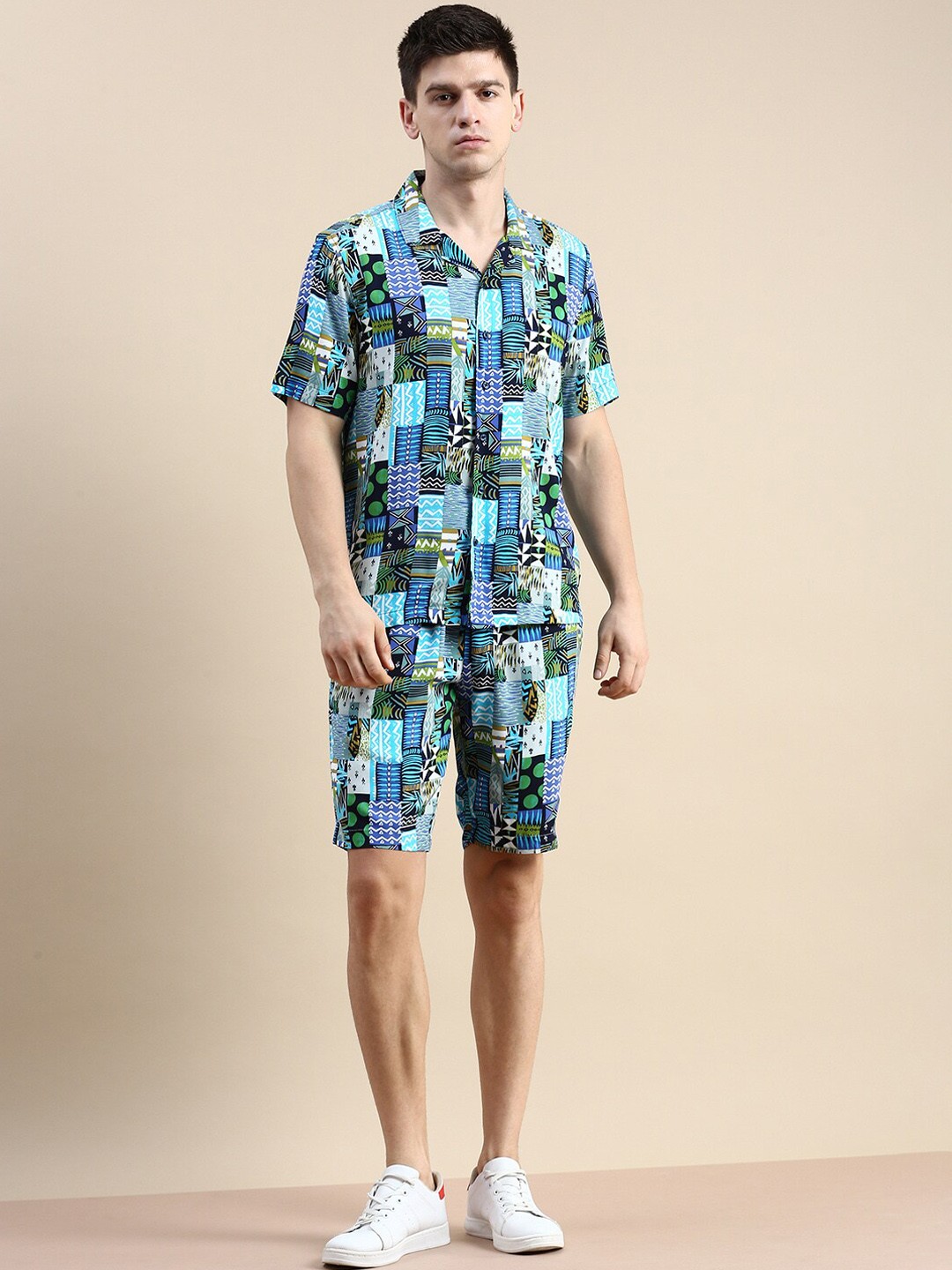 

SHOWOFF Printed Shirt With Shorts, Blue