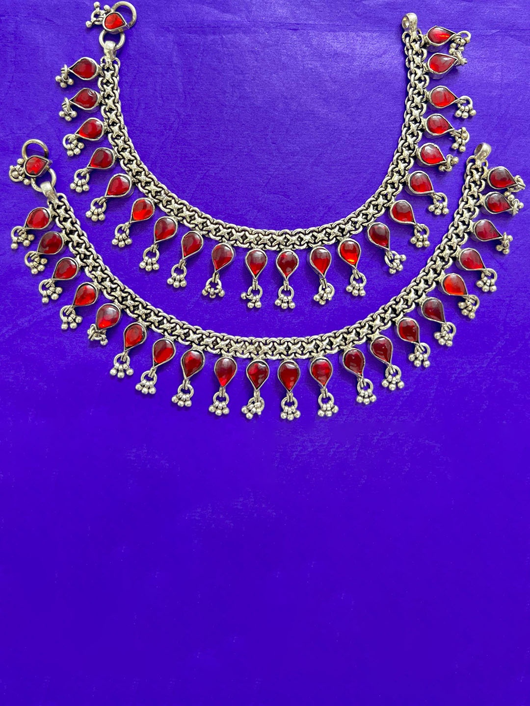 

Arte Jewels Beaded Droplets Anklets, Silver