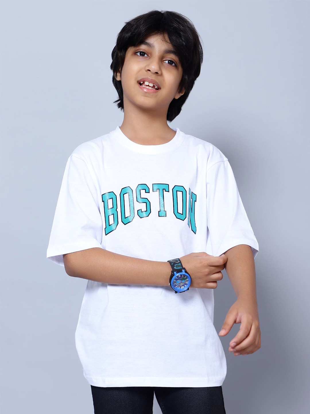 

Nick and Jones Boys Typography Printed Pure Cotton T-shirt, White