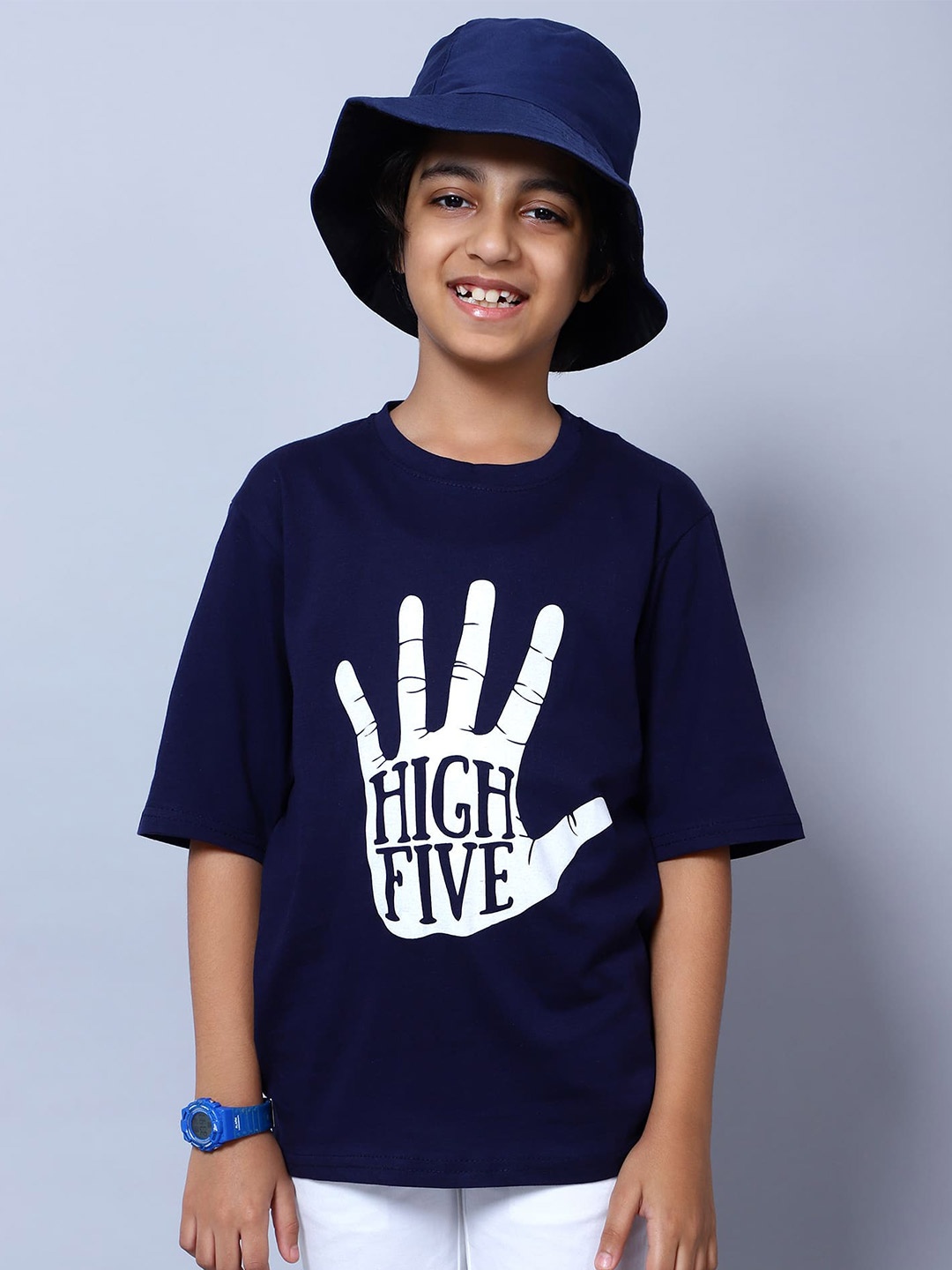 

Nick and Jones Boys Graphic Printed Pure Cotton T-shirt, Navy blue