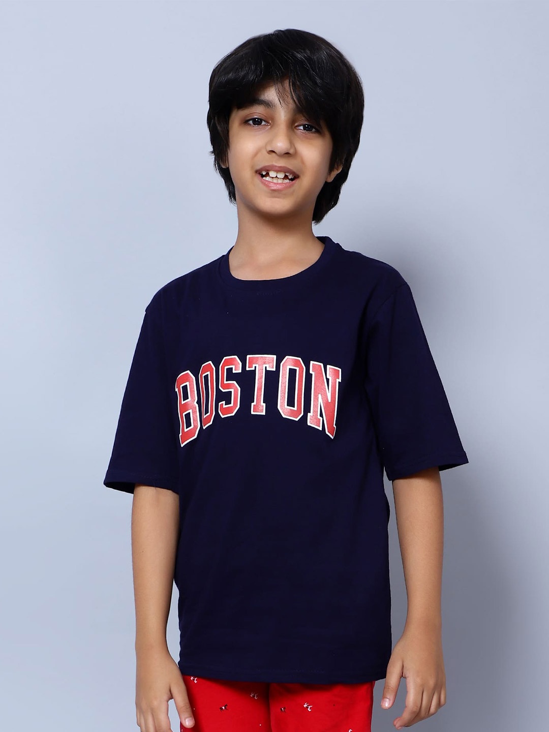 

Nick and Jones Boys Typography Printed Pure Cotton T-shirt, Navy blue