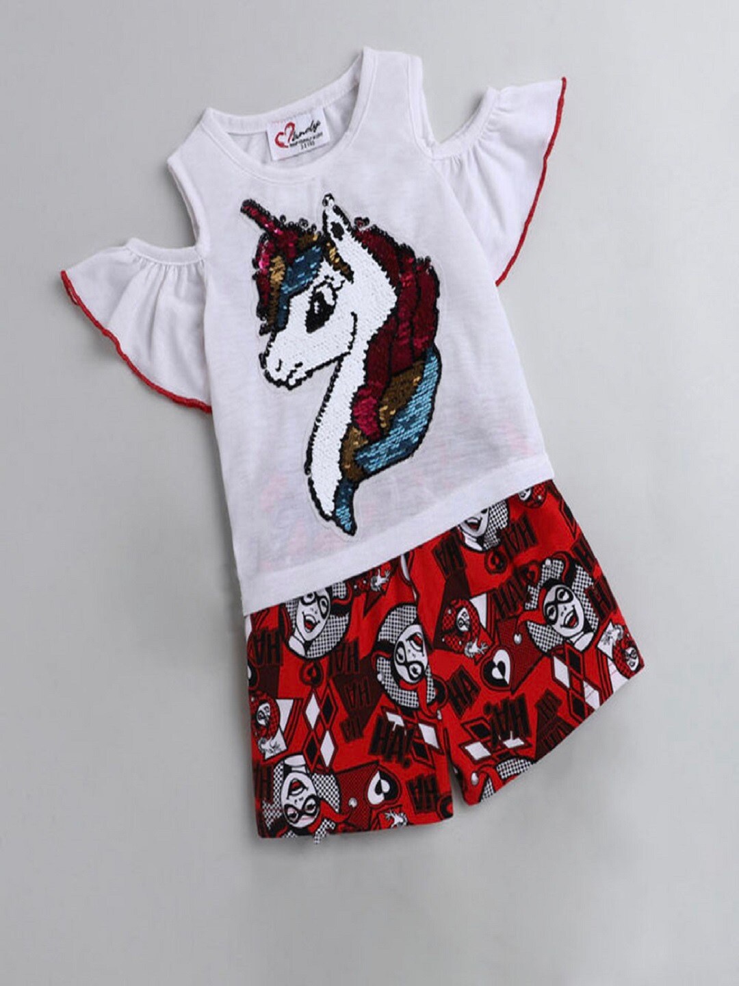 

M'andy Girls Printed T-shirt with Shorts, White