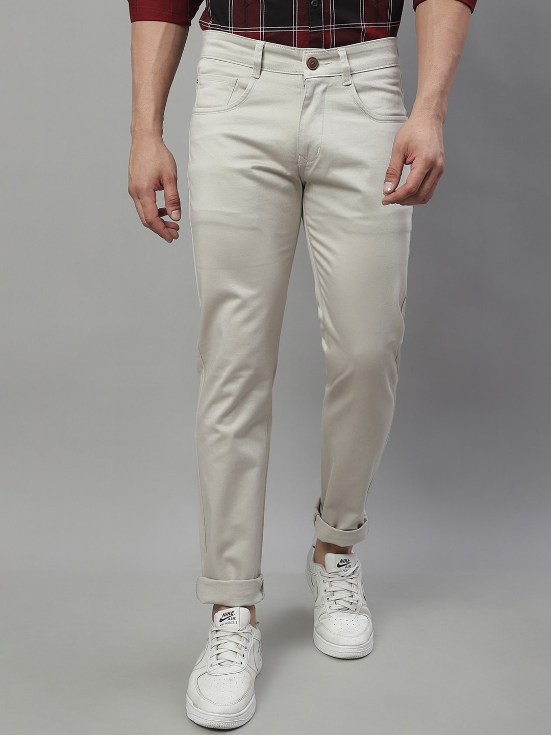 

Majestic Man Men Smart Slim Fit Trousers, Cream