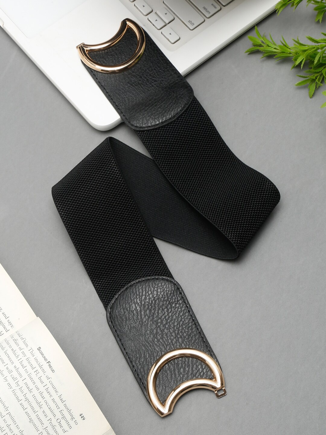 

Apsis Women Woven Design Stretchable Belt, Black