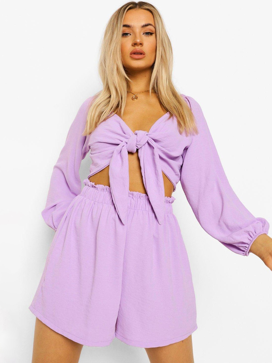 

Boohoo Women Solid Co-Ords, Lavender