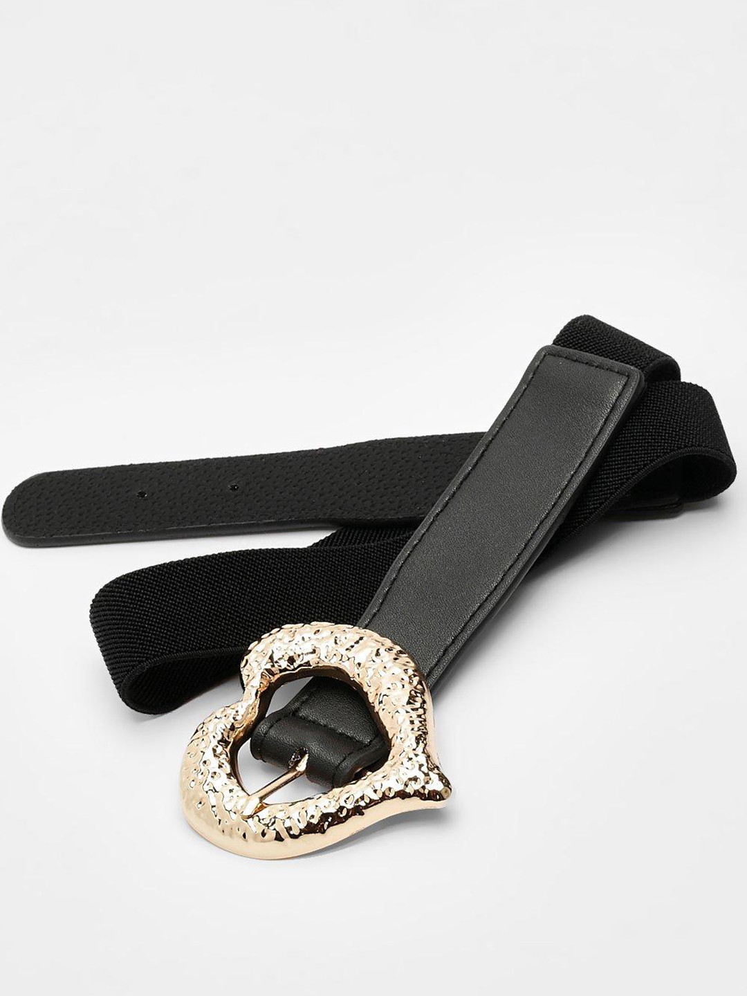 

Boohoo Women Heart Buckle Detail Belt, Black
