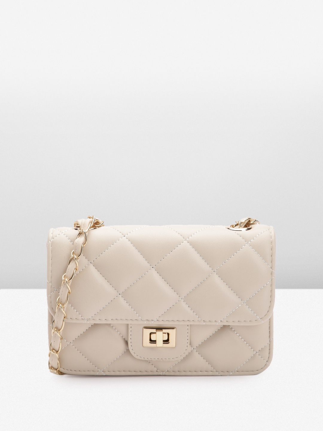 

Boohoo Quilted Cross Body Sling Bag, Beige