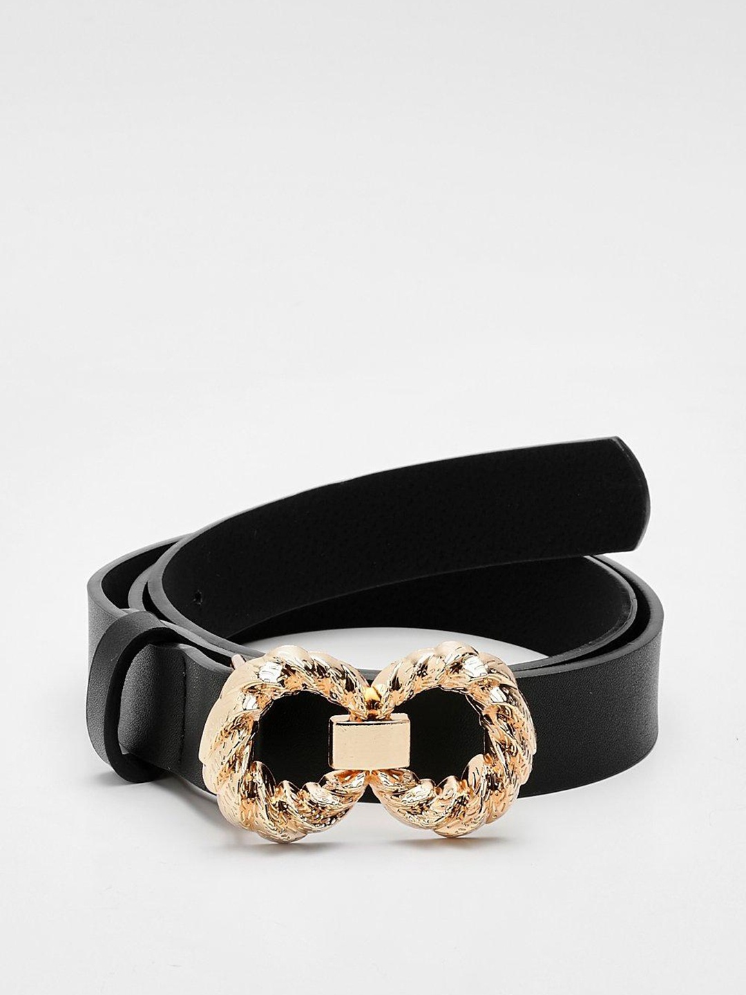 

Boohoo Women Double Ring Buckle Detail Belt, Black