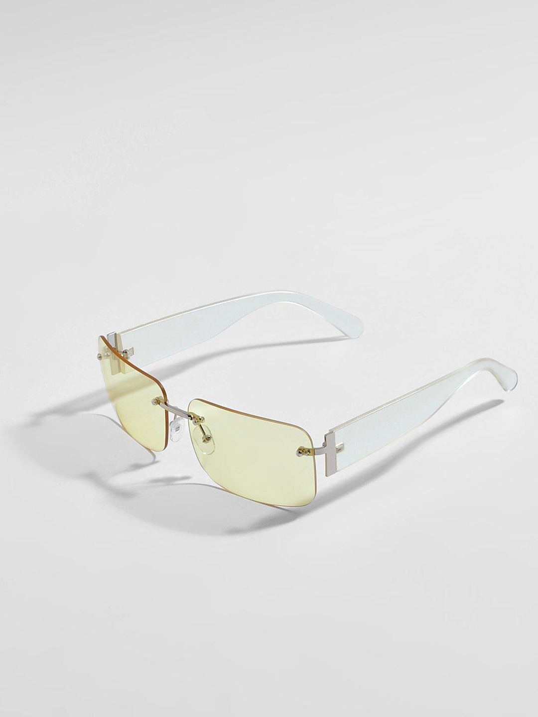 

Boohoo Women Rimless Rectangle Sunglasses with UV Protected Lens FZZ41044, Yellow