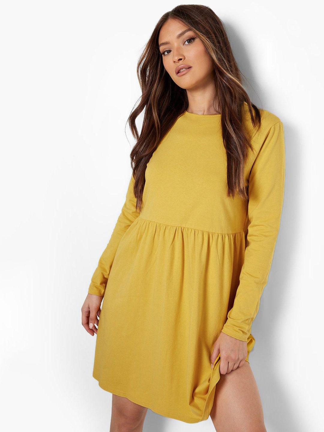 

Boohoo A-Line Mini Dress, Mustard