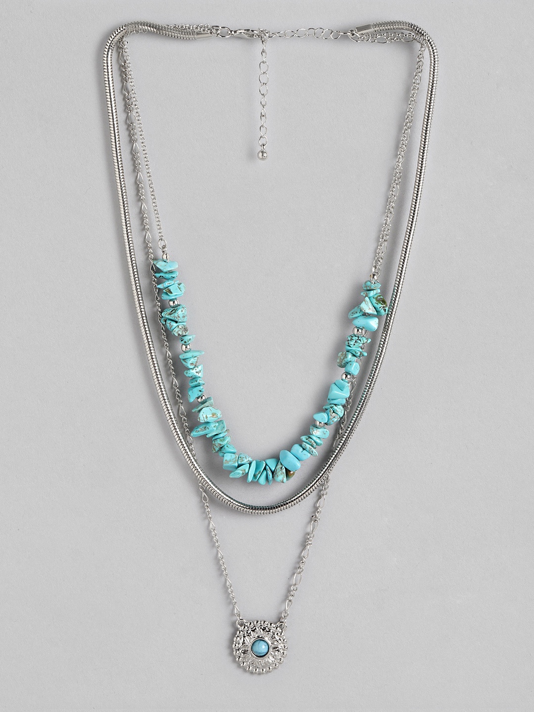 

Boohoo Stone Layered Necklace, Turquoise blue