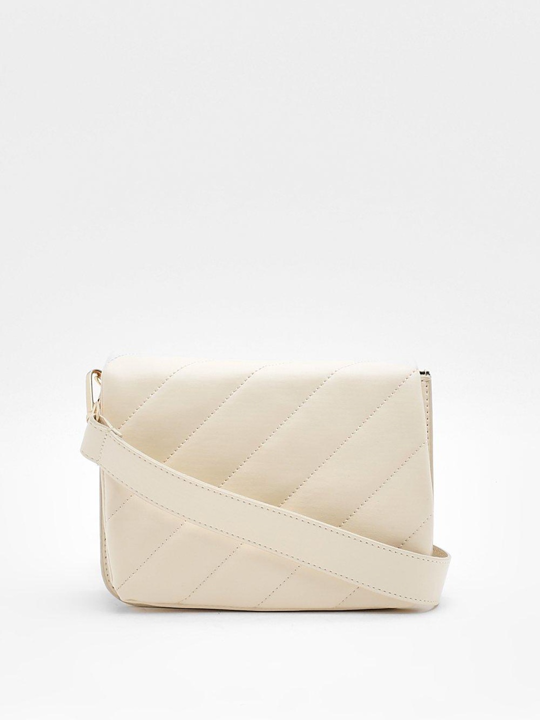 

Boohoo Women Structured Sling Bag With Quilted Detail, Off white