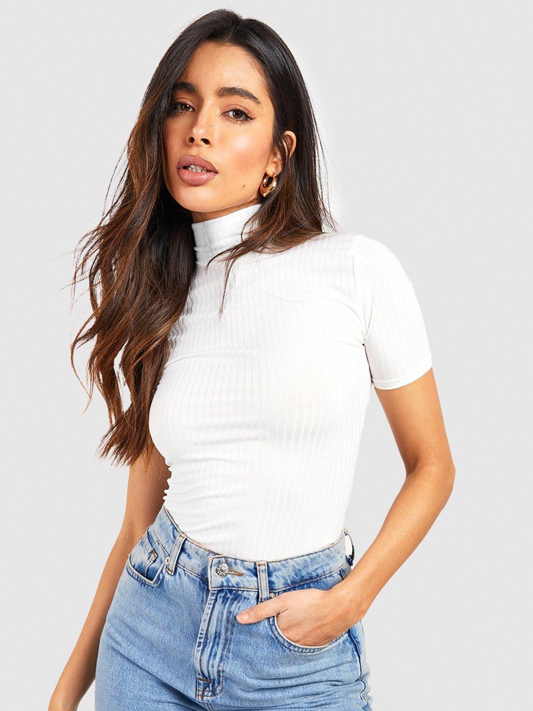 

Boohoo Ribbed Bodysuit, White