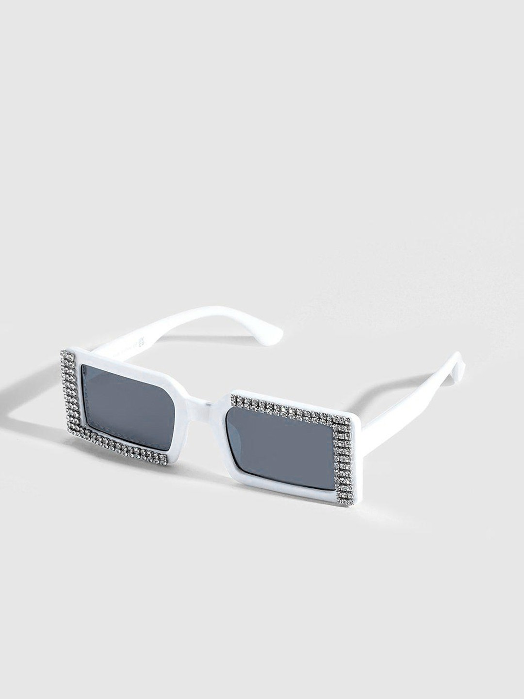 

Boohoo Women Stone-Studded Rectangle Sunglasses with UV Protected Lens GZZ43936, Blue