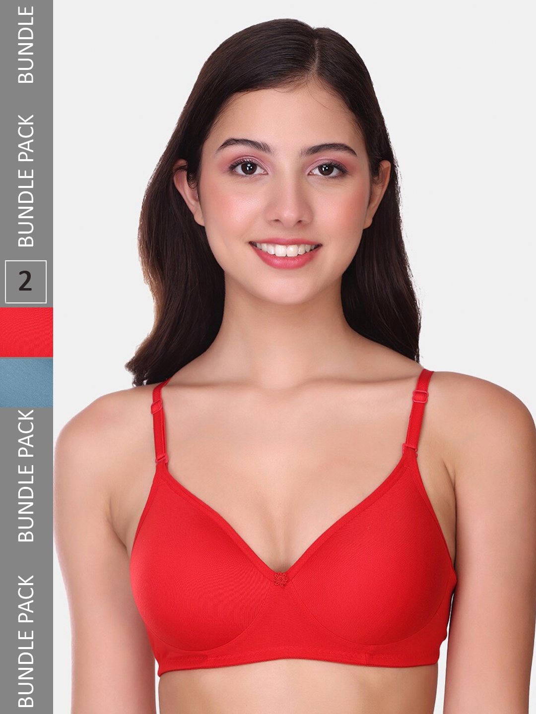 

POOJA RAGENEE Pack Of 2 Full Coverage Lightly Padded T-Shirt Bra, Red
