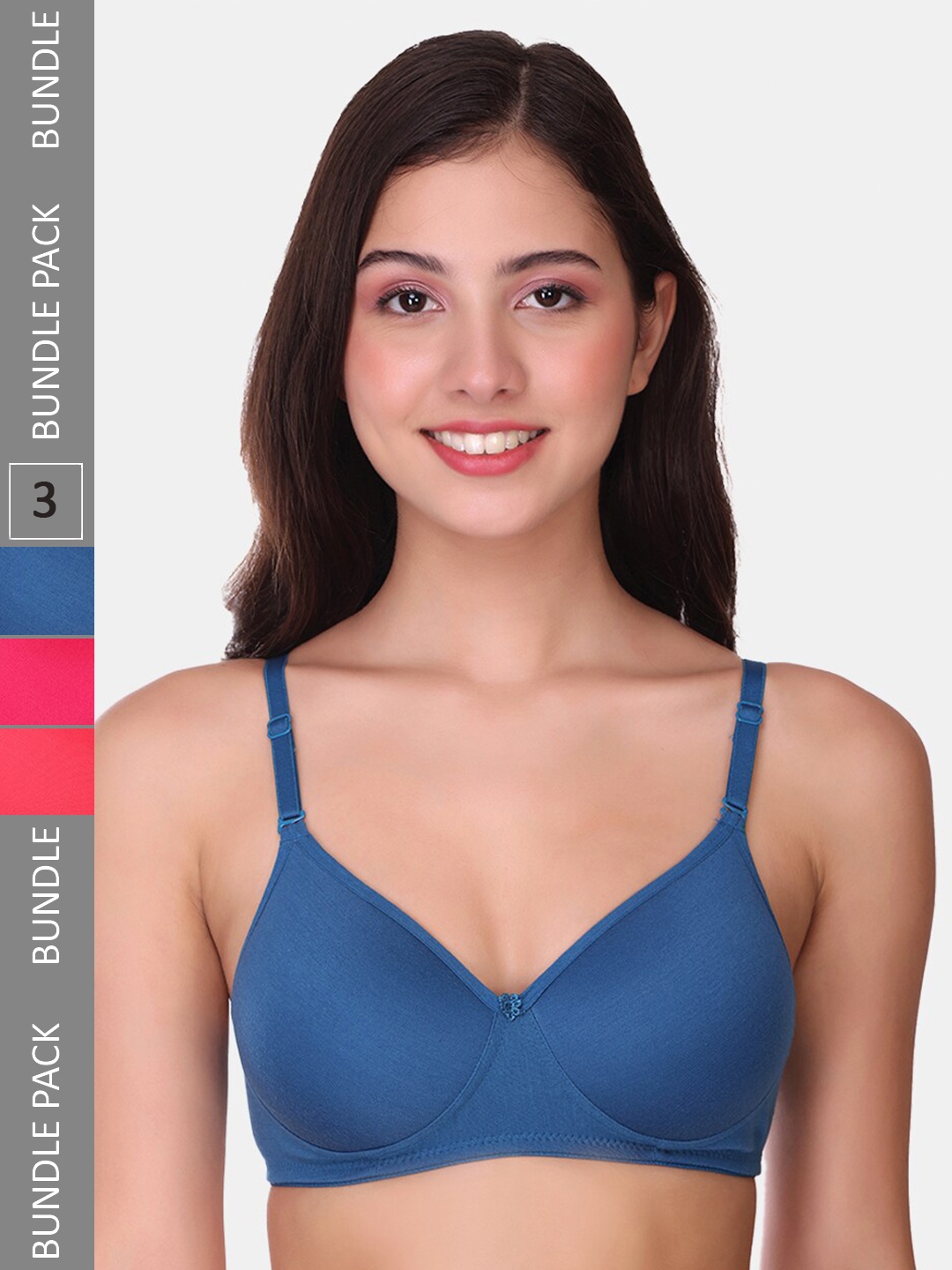 

POOJA RAGENEE Pack Of 3 Full Coverage Lightly Padded T-Shirt Bra, Magenta