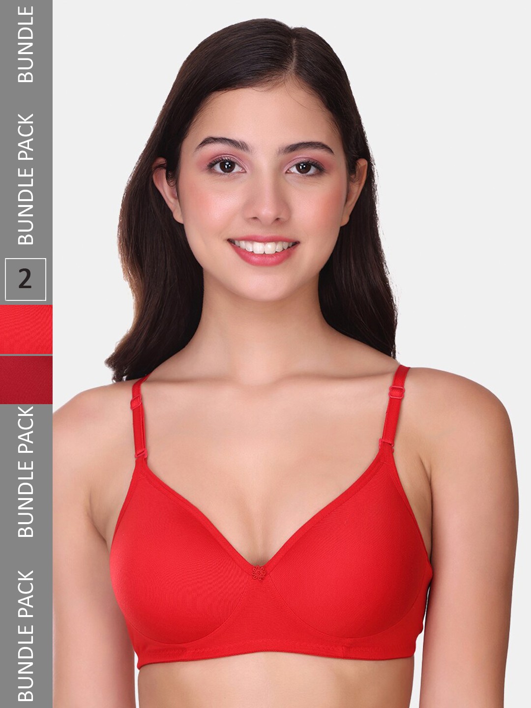 

POOJA RAGENEE Pack Of 2 Full Coverage Lightly Padded T-Shirt Bra, Red