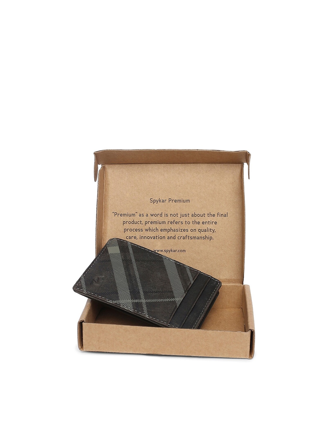 

SPYKAR Men Checked Leather Three Fold Wallet, Olive