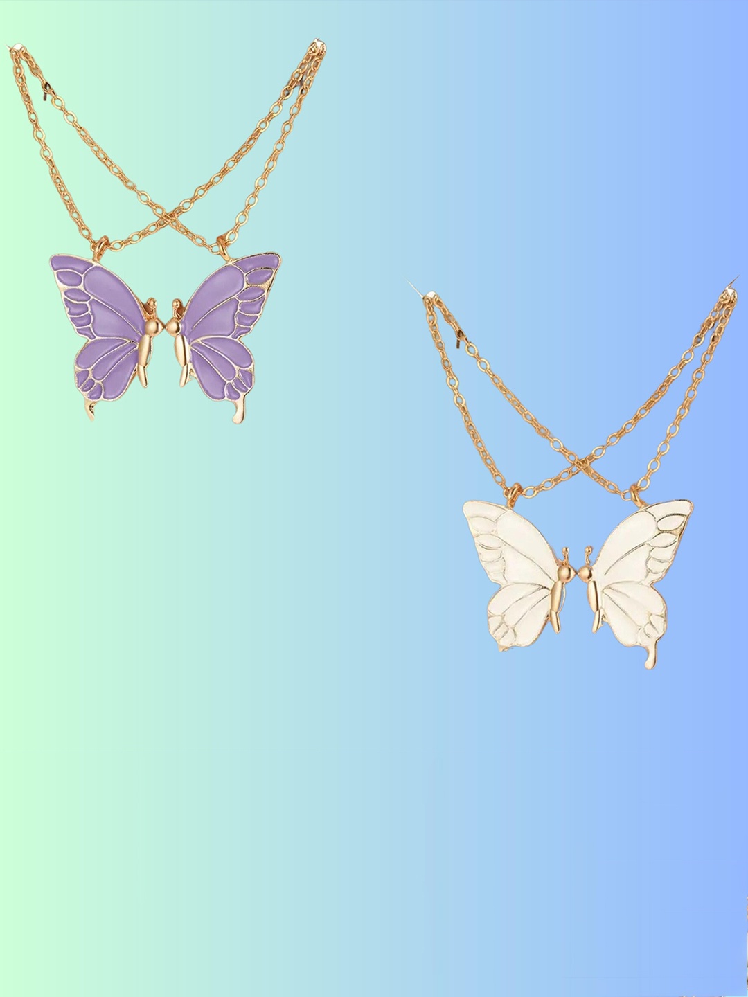 

Pinapes Set Of 2 Brass Gold-Plated Necklace