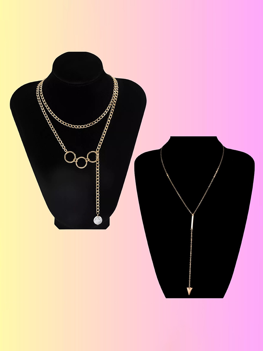 

Pinapes Set Of 2 Brass Gold-Plated Necklace