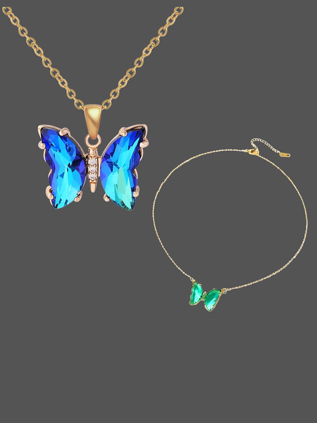 

Pinapes Set Of 2 Brass Gold-Plated Necklace