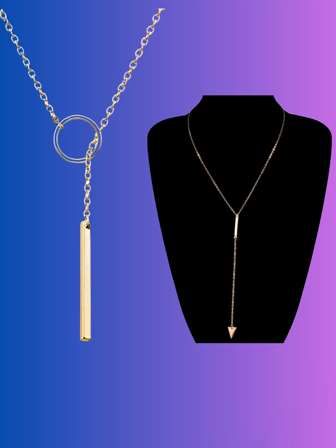 Pinapes Set Of 2 Brass Gold-Plated Necklace