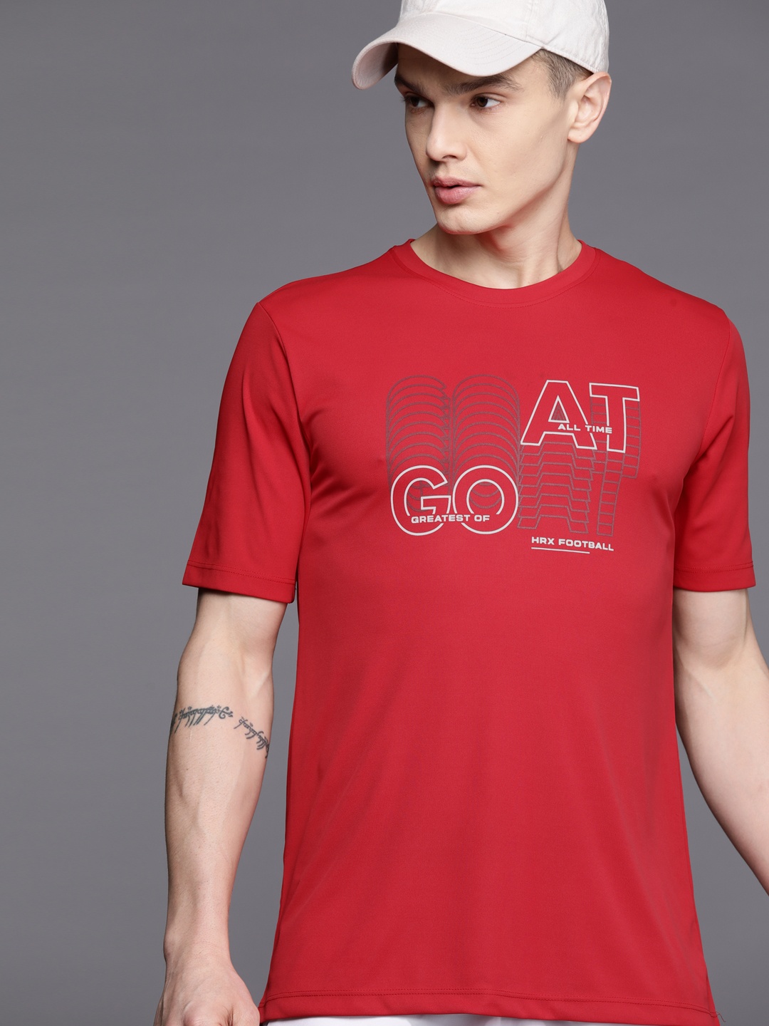 

HRX by Hrithik Roshan Printed Rapid-Dry Football T-shirt, Red