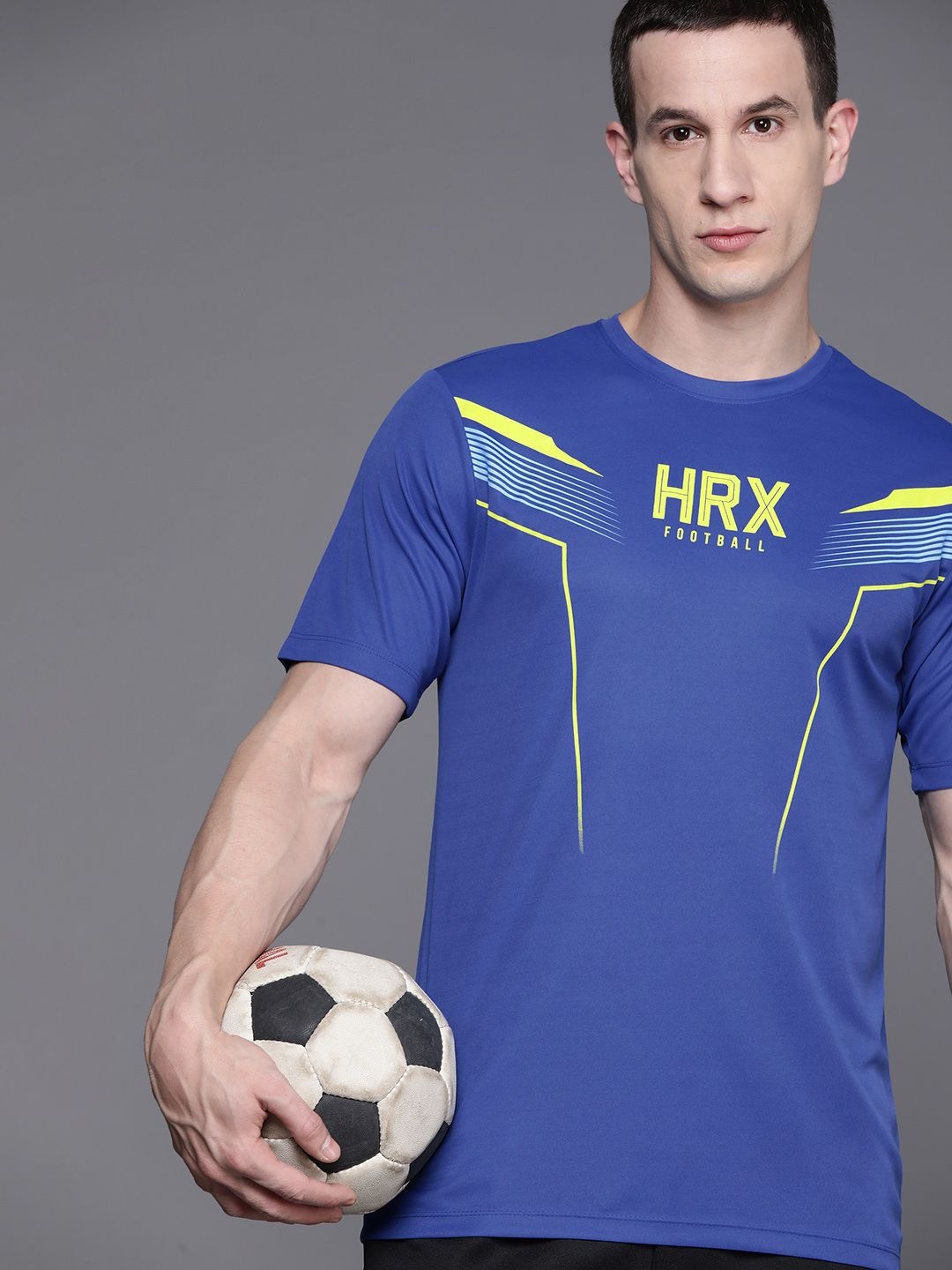 

HRX by Hrithik Roshan Rapid-Dry Football T-shirt, Blue
