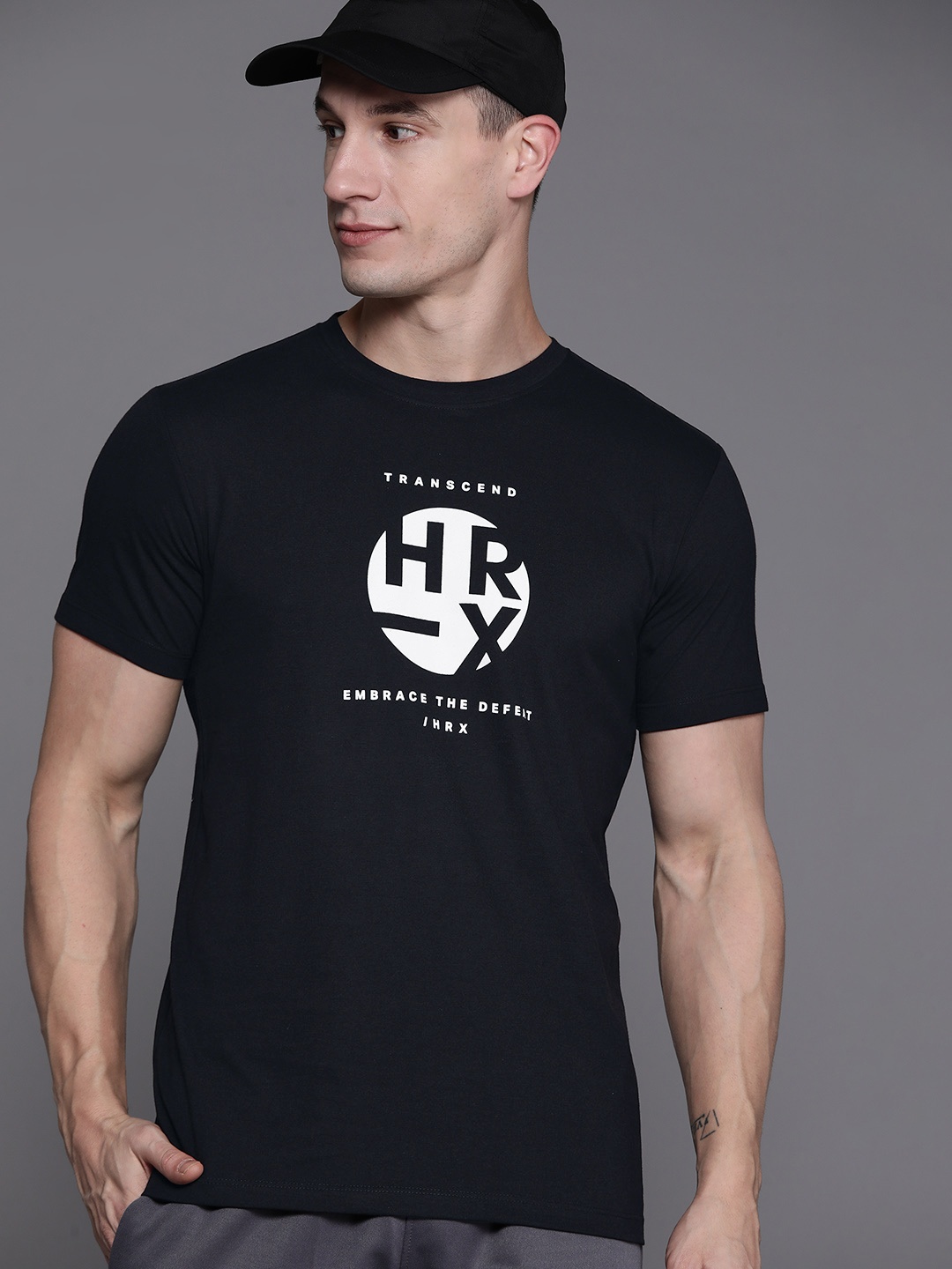 

HRX by Hrithik Roshan Men Brand Logo Printed T-shirt, Black