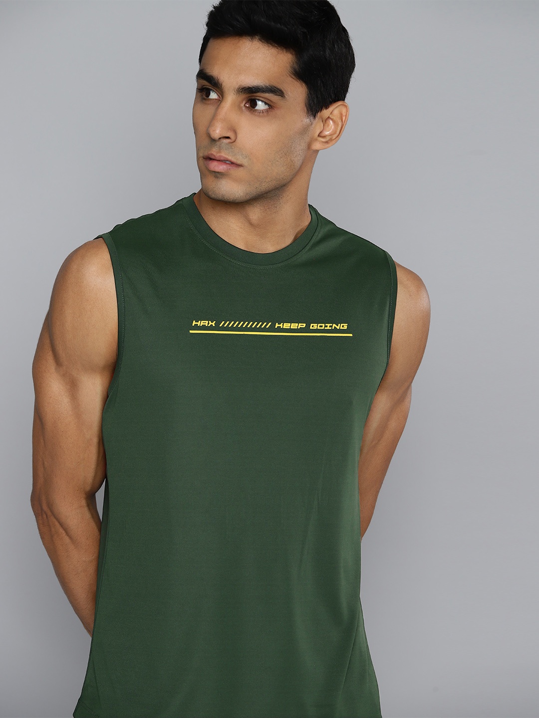 

HRX by Hrithik Roshan Rapid-Dry Printed Training T-shirt, Green
