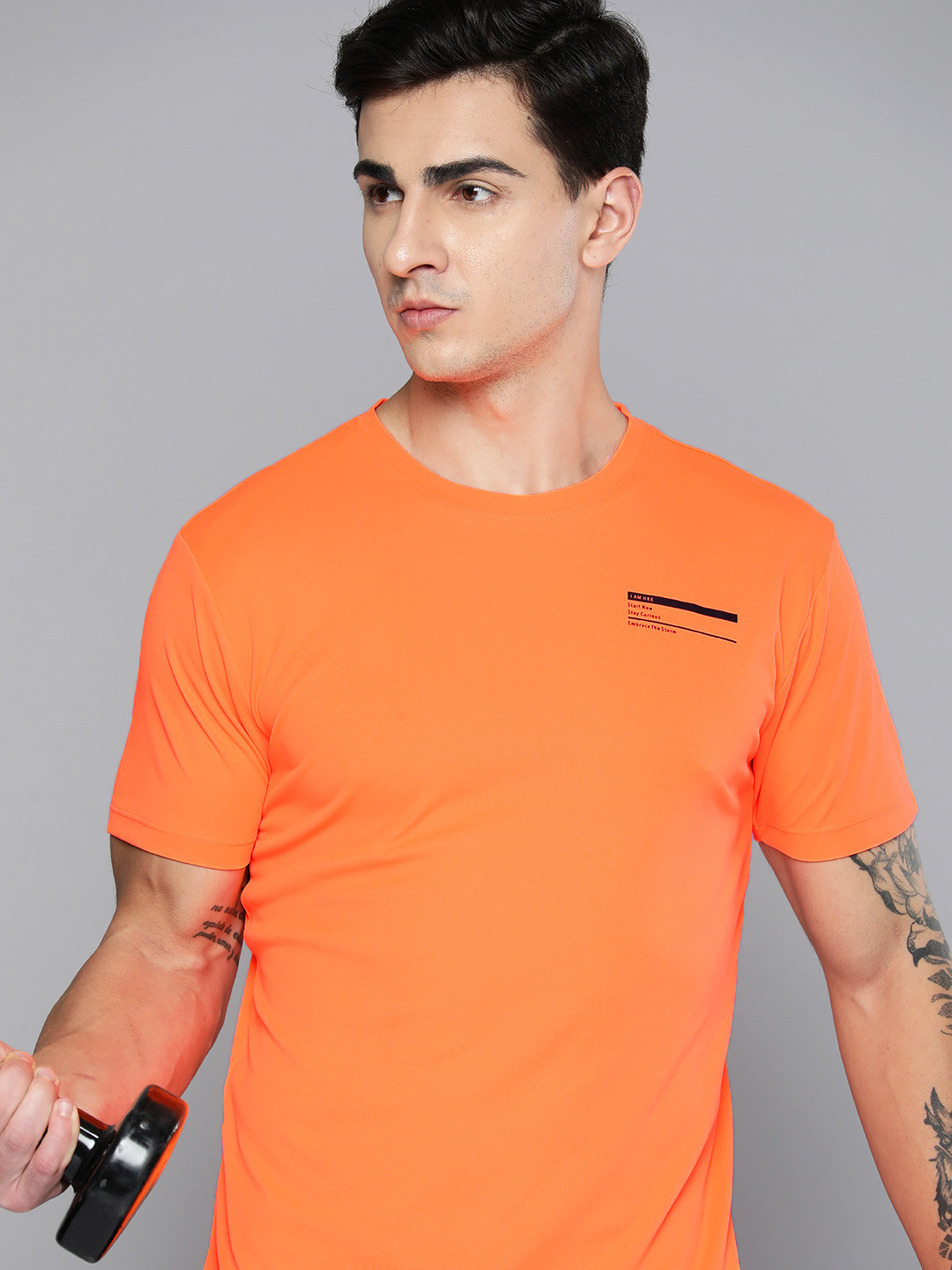 

HRX by Hrithik Roshan Rapid-Dry Training T-shirt, Orange