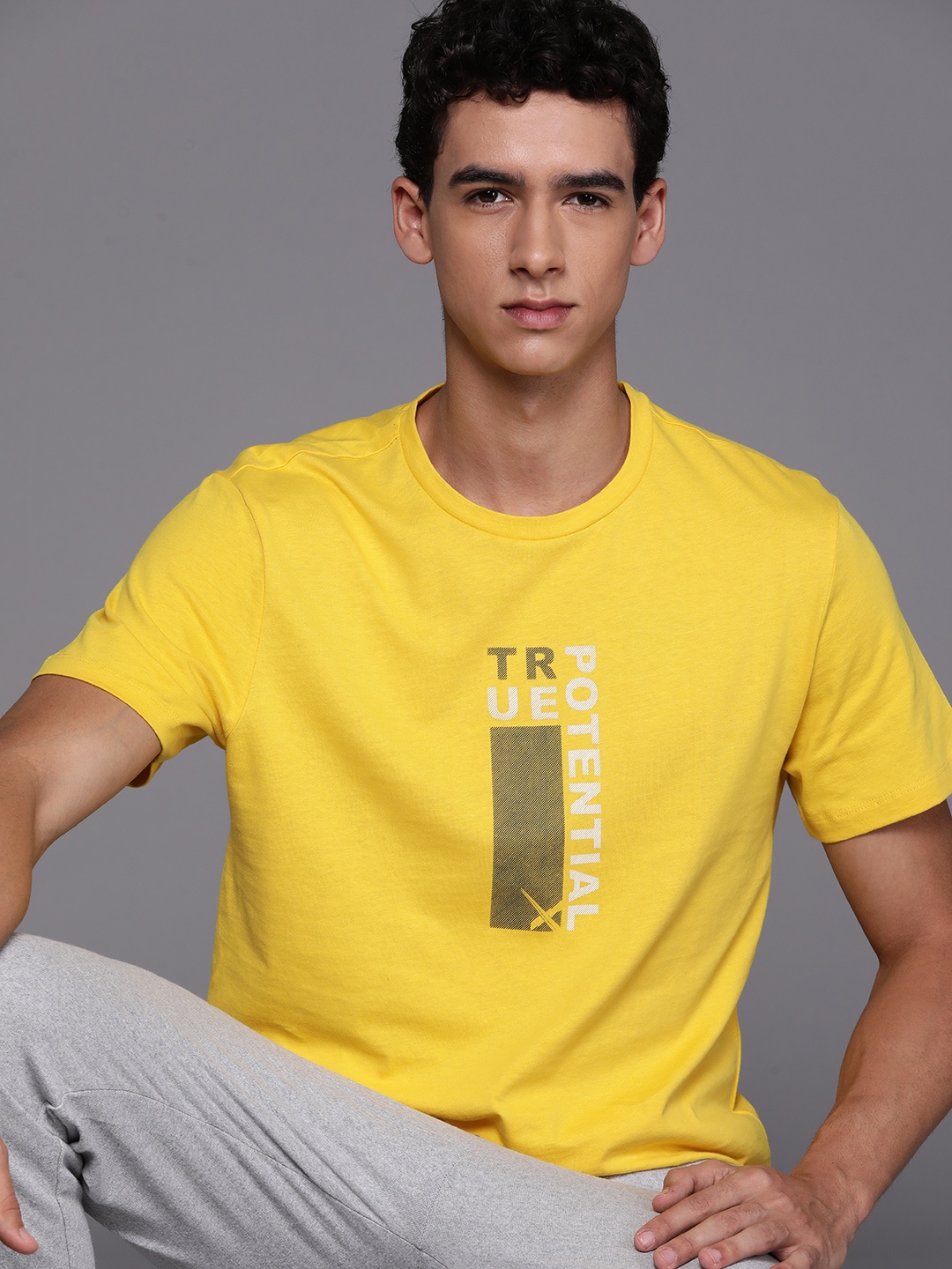 

HRX by Hrithik Roshan Printed Pure Cotton T-shirt, Yellow