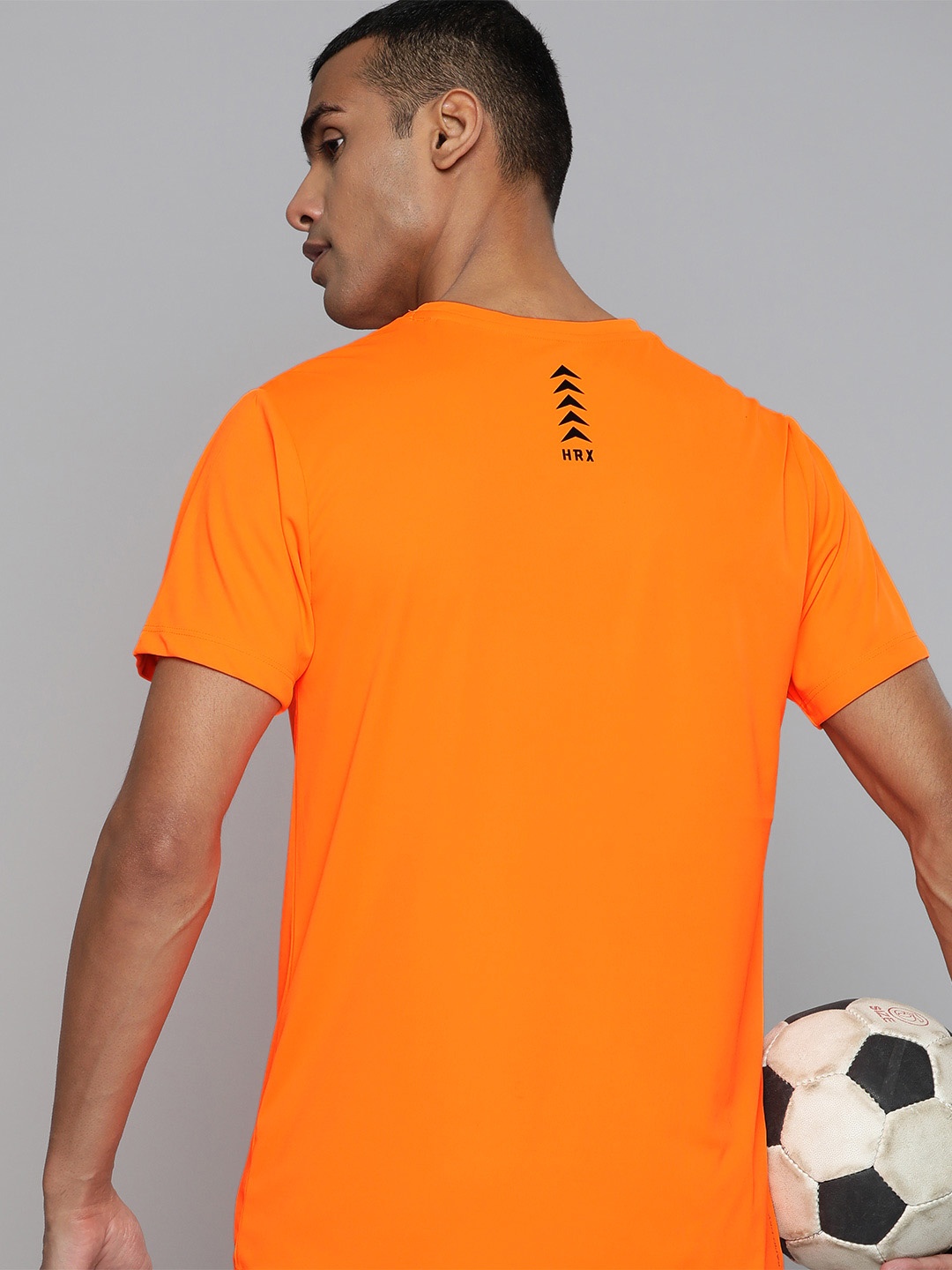 

HRX by Hrithik Roshan Solid Rapid-Dry Minimal Printed Training T-shirt, Orange