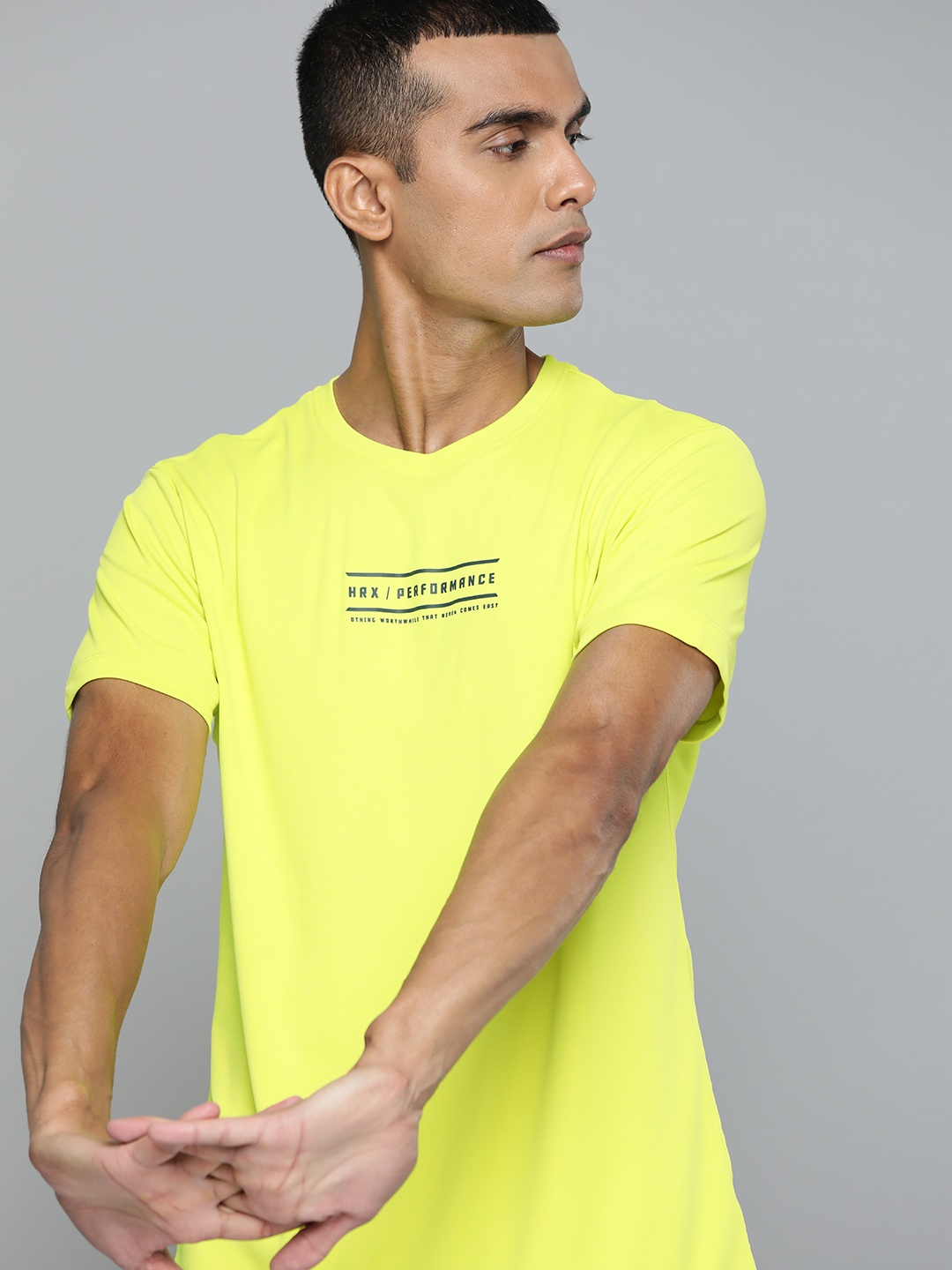 

HRX by Hrithik Roshan Men Regular Fit Training Sports T-shirt, Lime green