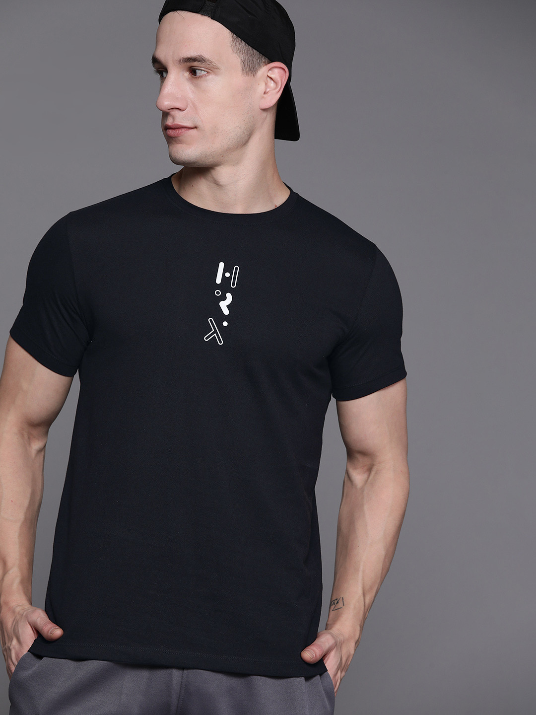 

HRX by Hrithik Roshan Men Brand Logo Printed T-shirt, Black