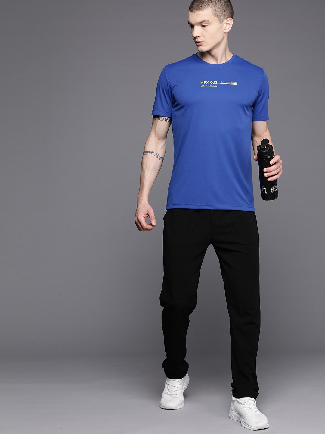 

HRX by Hrithik Roshan Printed Detail Rapid-Dry Training T-shirt, Blue