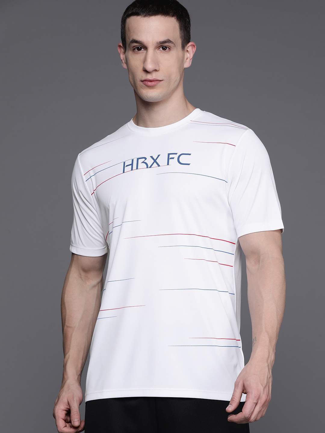 

HRX by Hrithik Roshan Rapid-Dry Football T-shirt, White