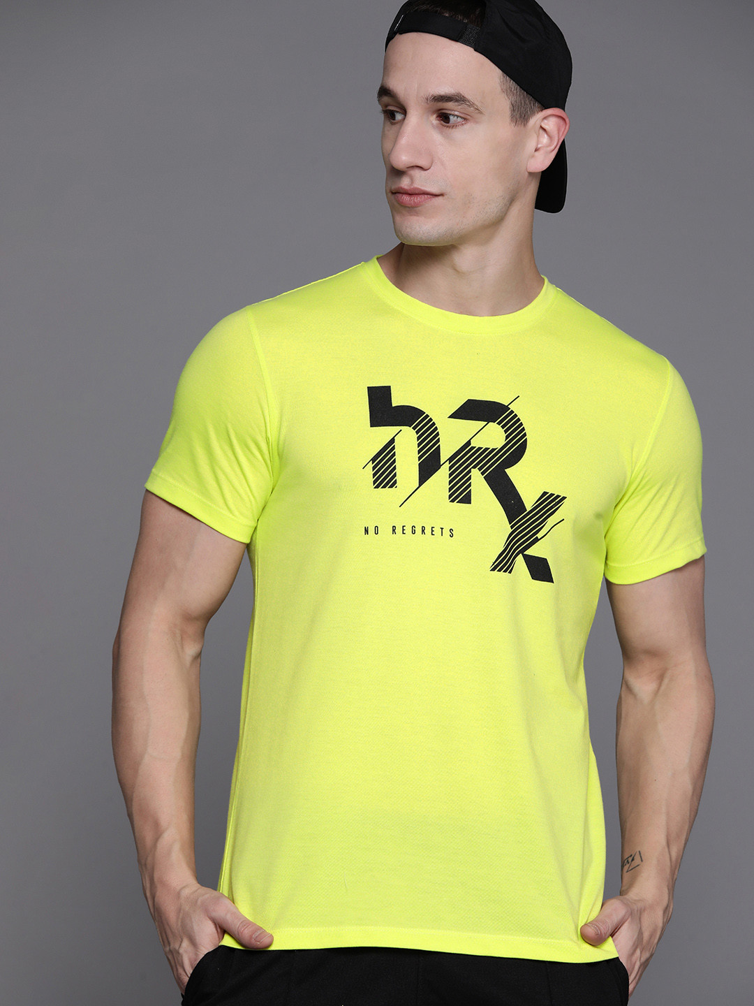 

HRX by Hrithik Roshan Men Brand Logo Printed T-shirt, Lime green