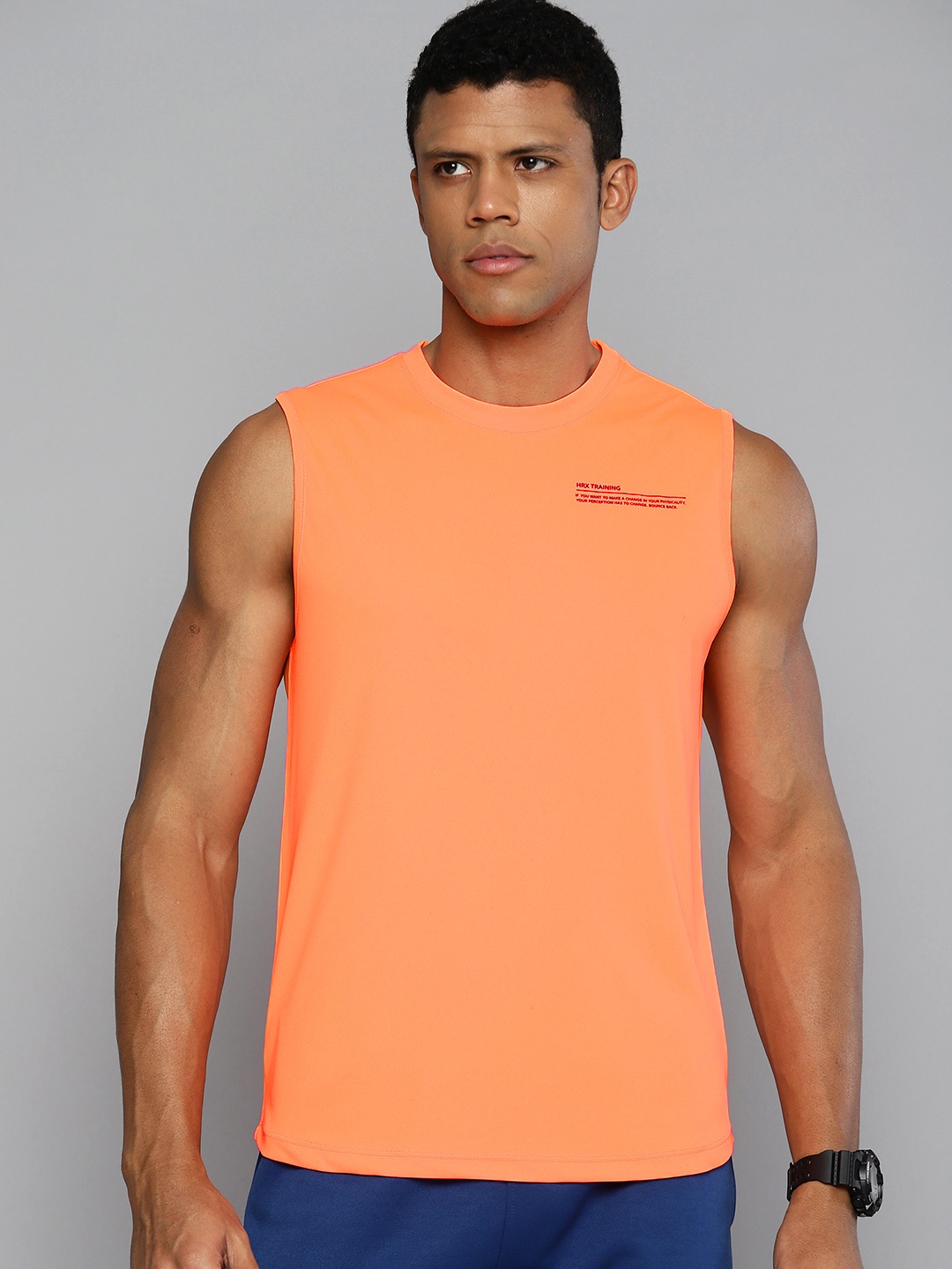 

HRX by Hrithik Roshan Rapid-Dry Training T-shirt, Orange