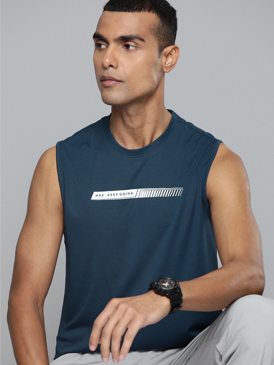 

HRX by Hrithik Roshan Men Regular Fit Training Sports T-shirt, Blue
