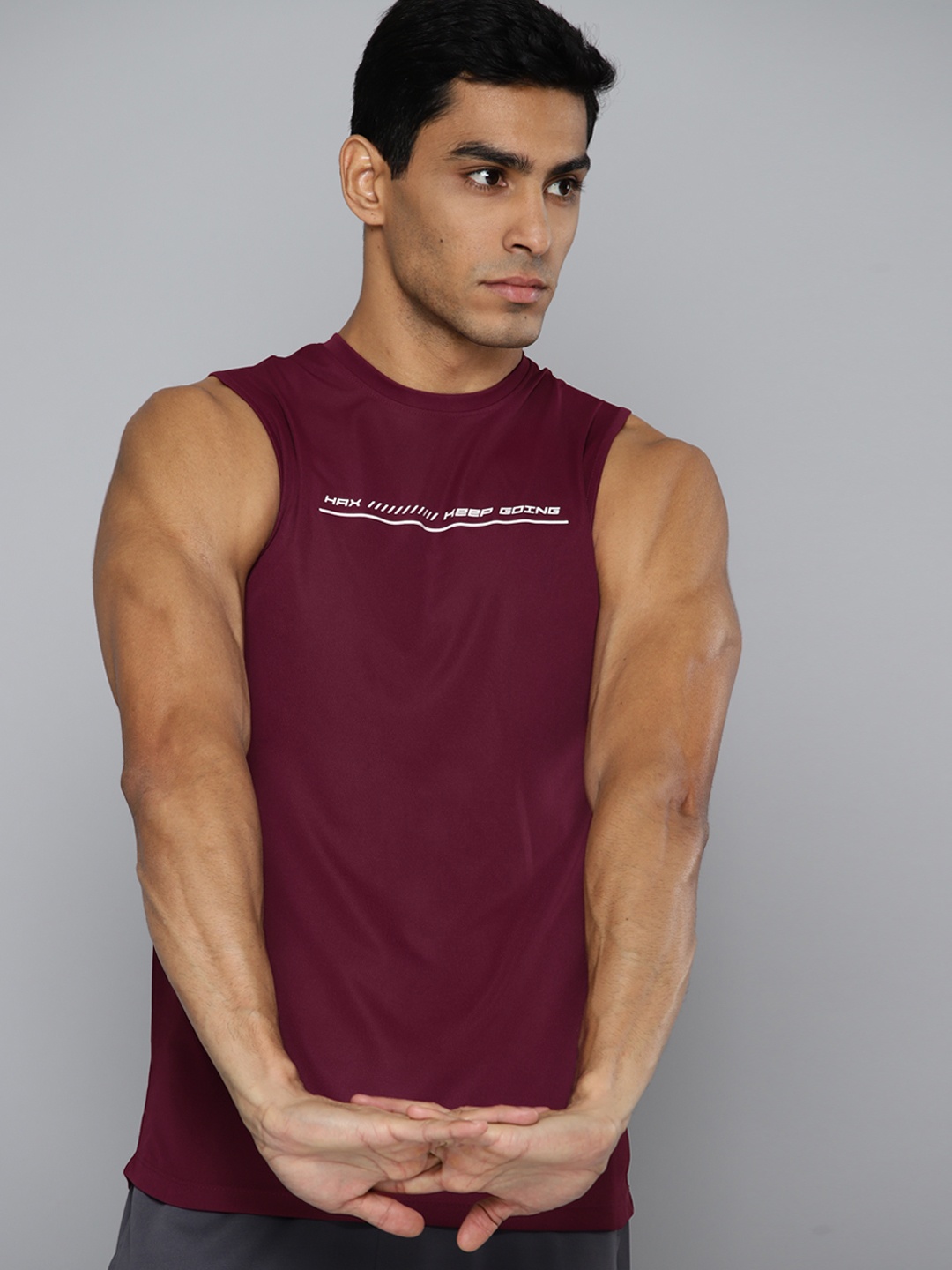 

HRX by Hrithik Roshan Rapid-Dry Printed Training T-shirt, Maroon