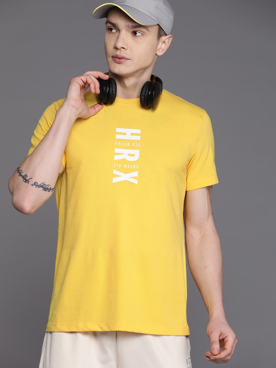 

HRX by Hrithik Roshan Brand Logo Printed Lifestyle T-shirt, Yellow