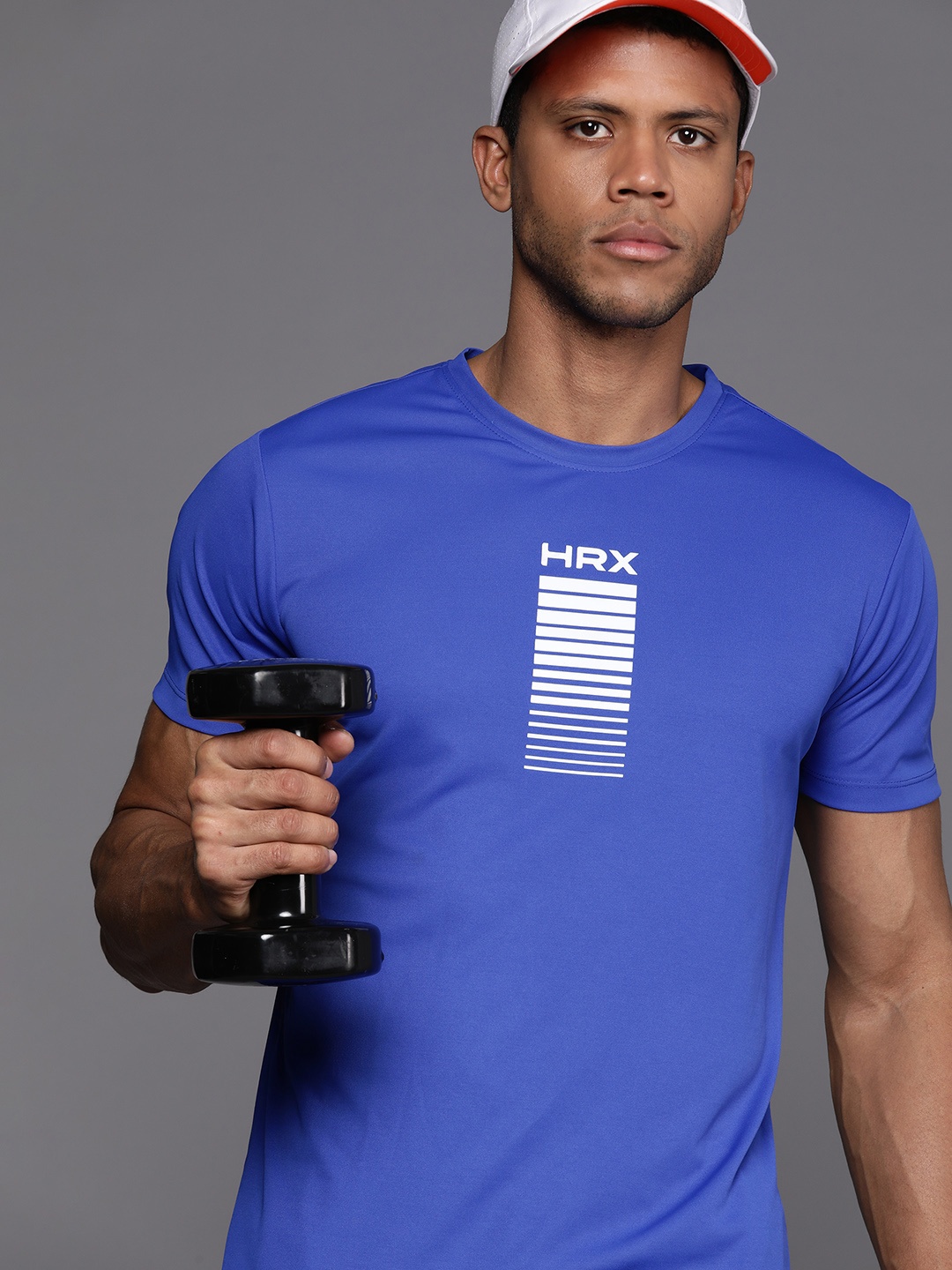 

HRX by Hrithik Roshan Brand Logo Printed Rapid-Dry Training T-shirt, Blue