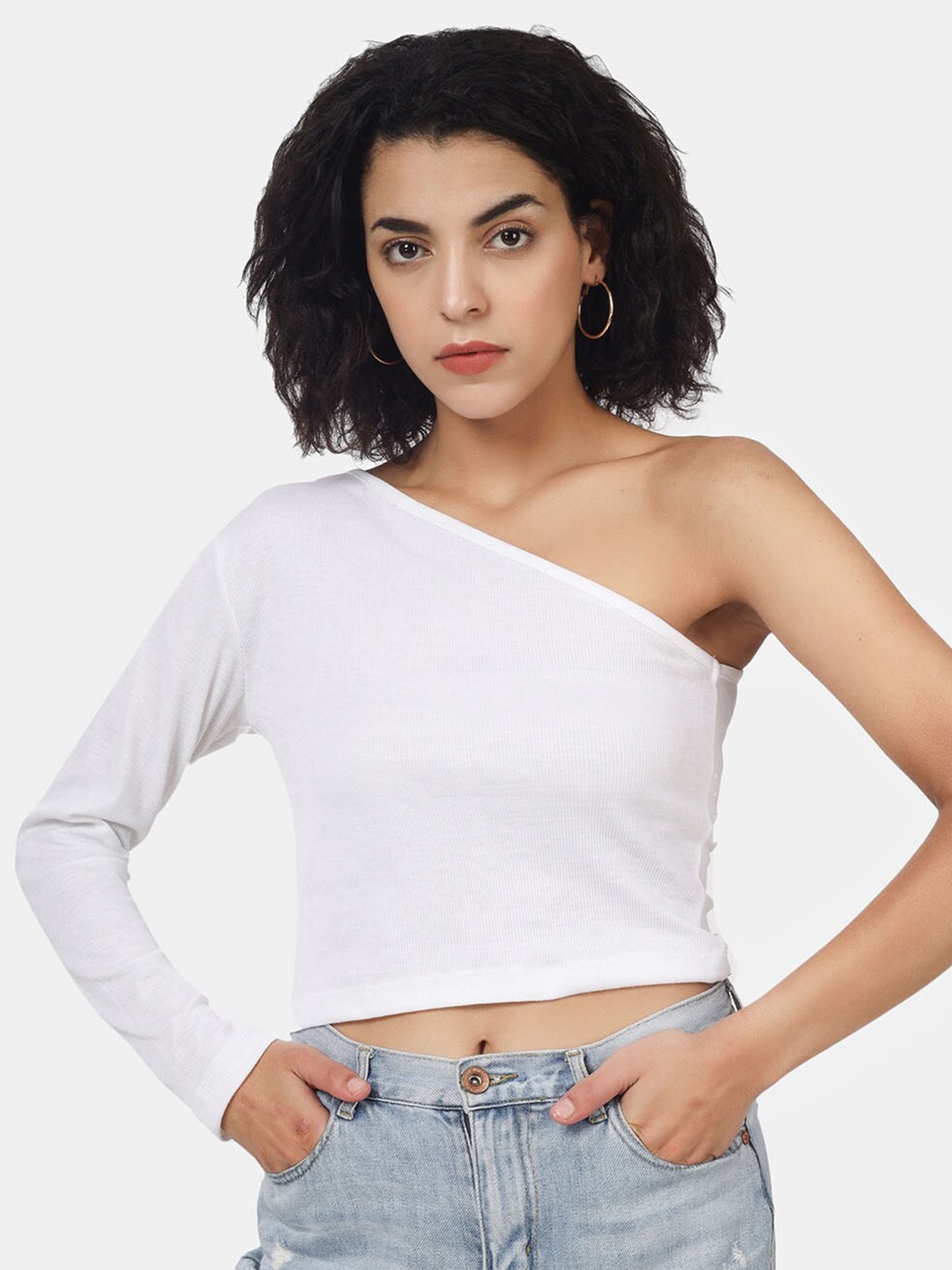 

angloindu V-Neck Extended Sleeves Slim Fit T-shirt, White